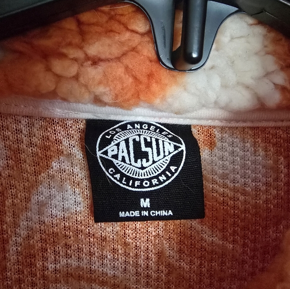 Women's PacSun Orange and White Fuzzy Cozy Teddy Jacket MEDIUM - Picture 3 of 7